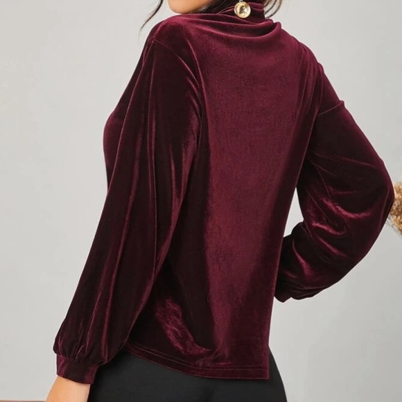 Lantern Sleeve Maroon Velvet Top in M and L - Picture 2 of 2